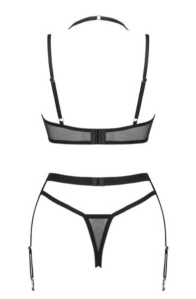 Obsessive Selinne 3-pcs Set Black - Liemenėlės ir Liemenėlių rinkinys 4
