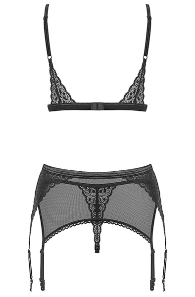 Obsessive Shibu 3-pcs Set Black - Seksualus apatinis trikotažas 5