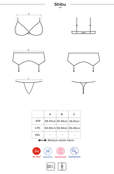 Obsessive Shibu 3-pcs Set Black - Seksualus apatinis trikotažas 6