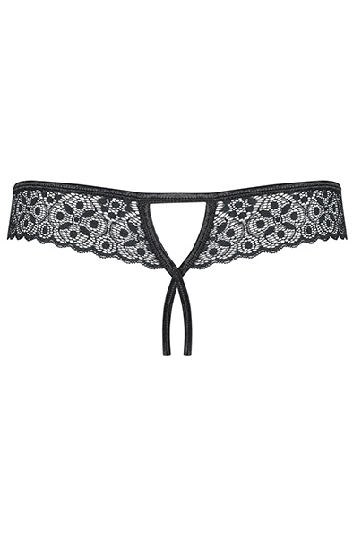 Obsessive Shibu Crotchless Thong Black - Nėrinių kelnaitės 5
