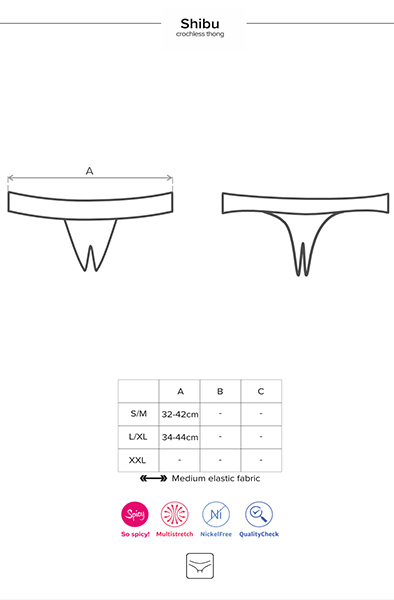 Obsessive Shibu Crotchless Thong Black - Nėrinių kelnaitės 6