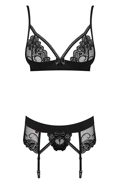Obsessive Wonderia 3 pcs set Black - Seksualus apatinis trikotažas 4