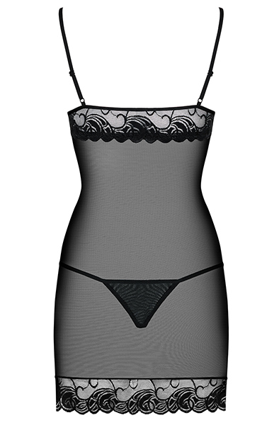 Obsessive Wonderia Chemise & Thong Black - Seksualus apatinis trikotažas 4