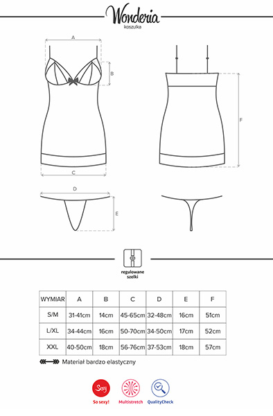 Obsessive Wonderia Chemise & Thong Black - Seksualus apatinis trikotažas 5