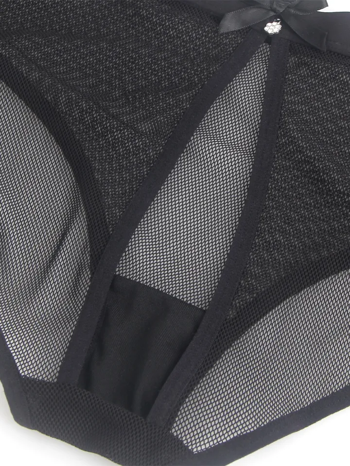 Open Back Mesh Panty Black - Kelnaitės 3 [full]