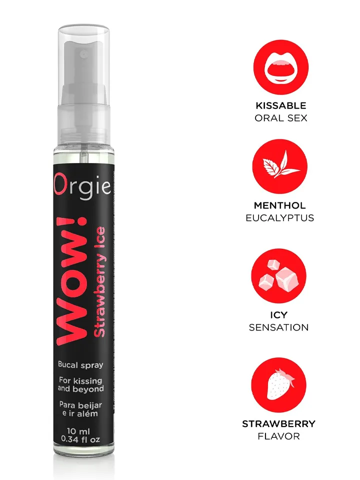 Orgie Wow! Strawberry Ice Bucal Spray 10 ml - Valgomieji ir Oralinis Seksas 2 [full]