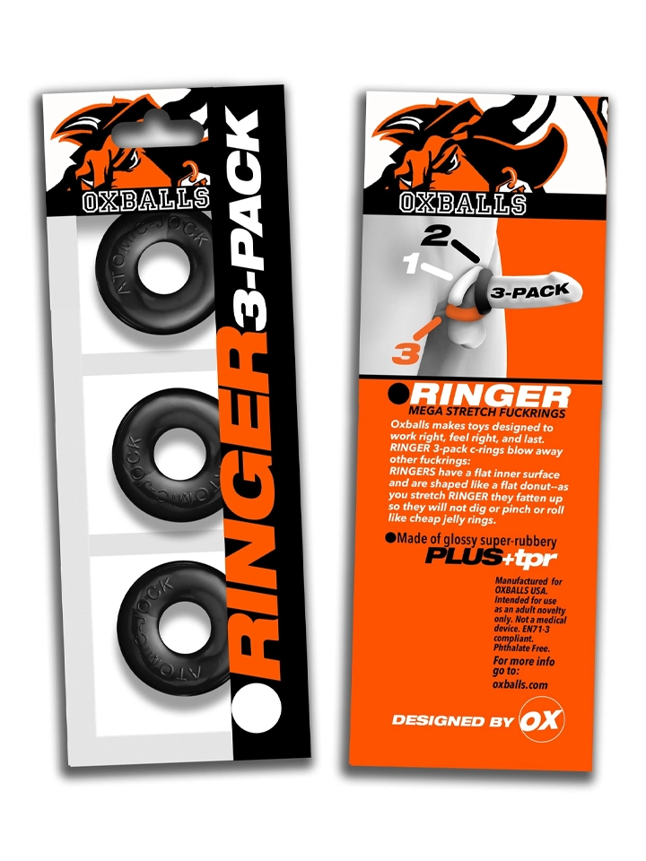 Oxballs Ringer Cock Rings 3-Pack Black - Gaidžio žiedo rinkinys 3 [full]