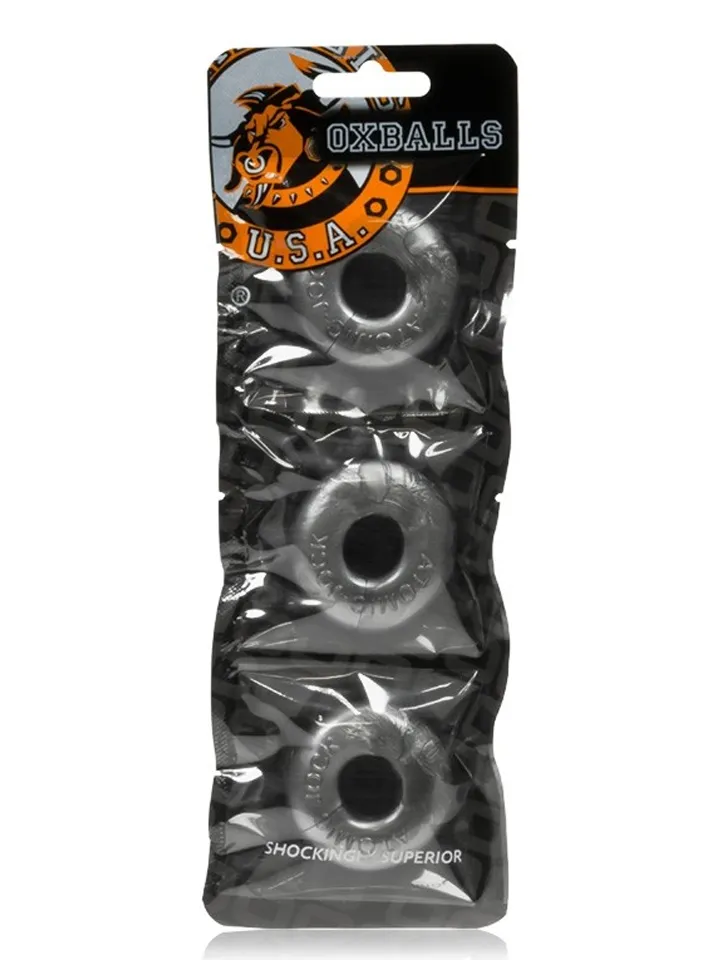 Oxballs Ringer Cock Rings 3-Pack Silver Steel - Gaidžio žiedo rinkinys 3 [full]