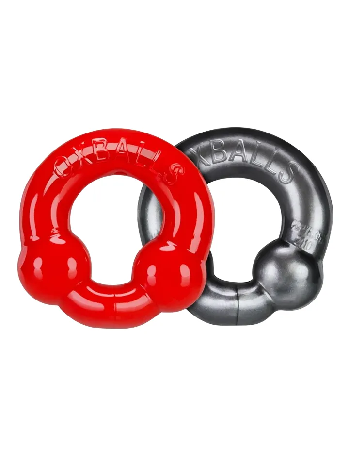 Oxballs Ultraballs Cock Rings Silver Steel & Red - Gaidžio žiedo rinkinys 1 [full]