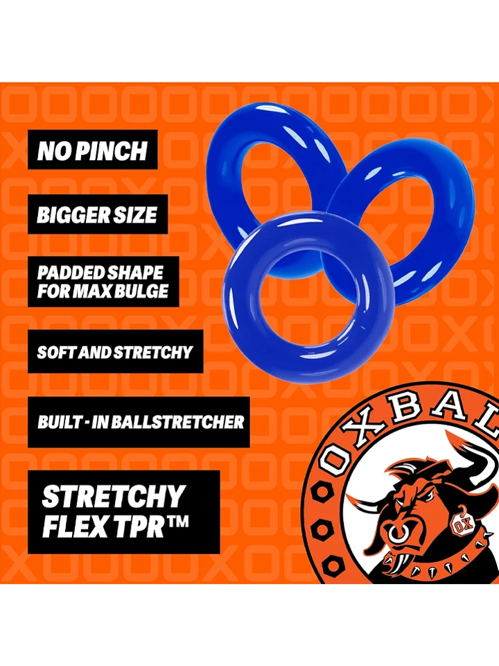 Oxballs Willy Rings Cock Rings Blue 3-pack - Gaidžio žiedo rinkinys 3 [full]