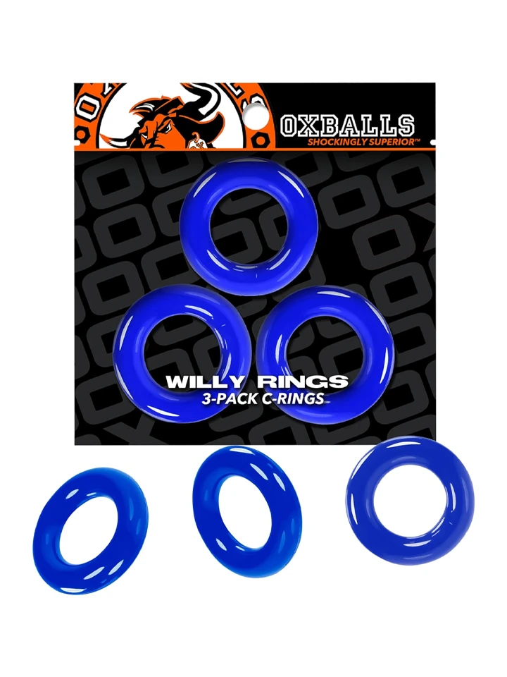 Oxballs Willy Rings Cock Rings Blue 3-pack - Gaidžio žiedo rinkinys 4 [full]