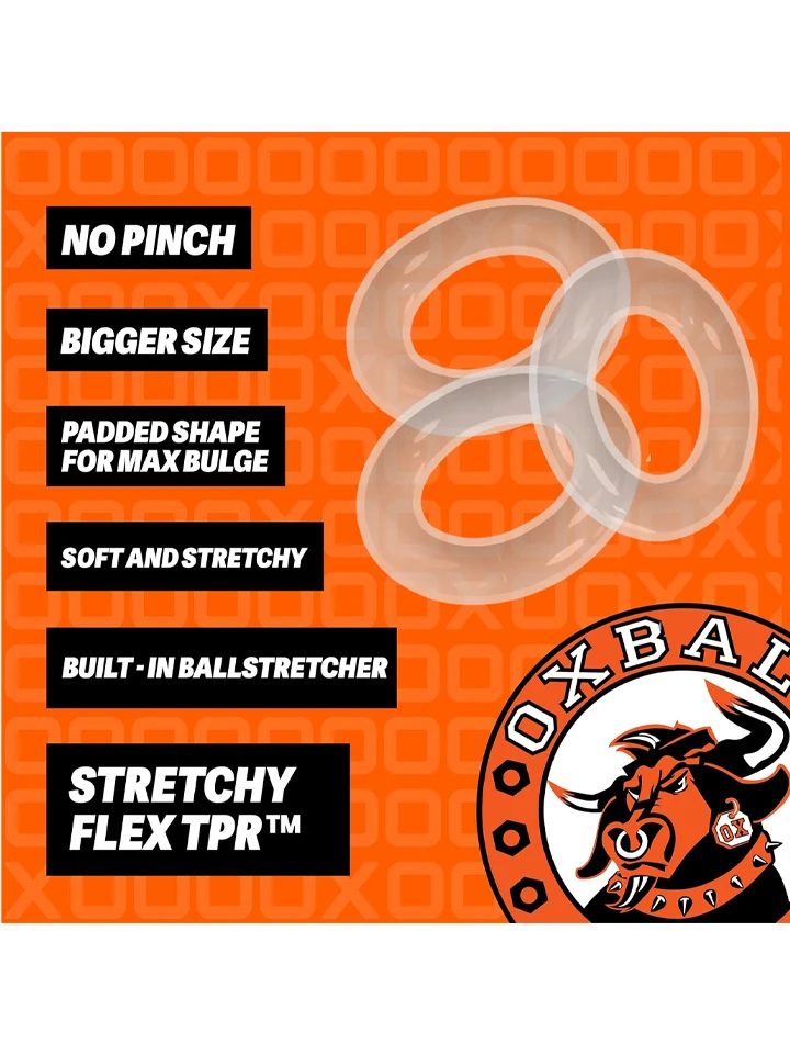 Oxballs Willy Rings Cock Rings Transparent 3-pack - Gaidžio žiedo rinkinys 2 [full]