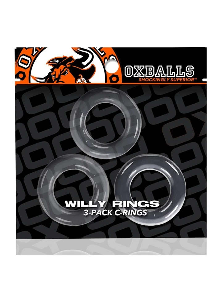 Oxballs Willy Rings Cock Rings Transparent 3-pack - Gaidžio žiedo rinkinys 3 [full]
