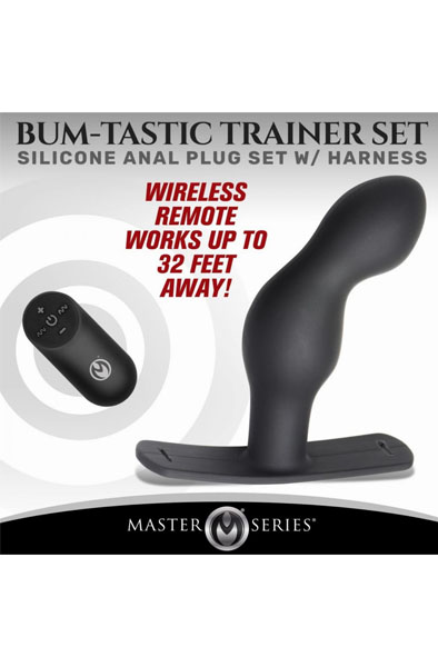 P-Spot Plugger Anal Plug With Harness & Remote Control - Prostatos vibratorius 2