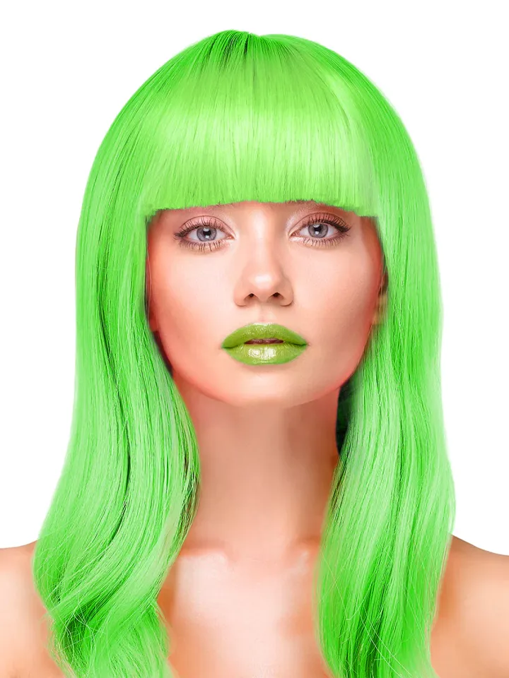 Party Wig Long Straight Hair Neon Green - Perukas 1 [full]
