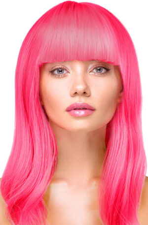 Party Wig Long Straight Hair Neon Pink - Perukas 1