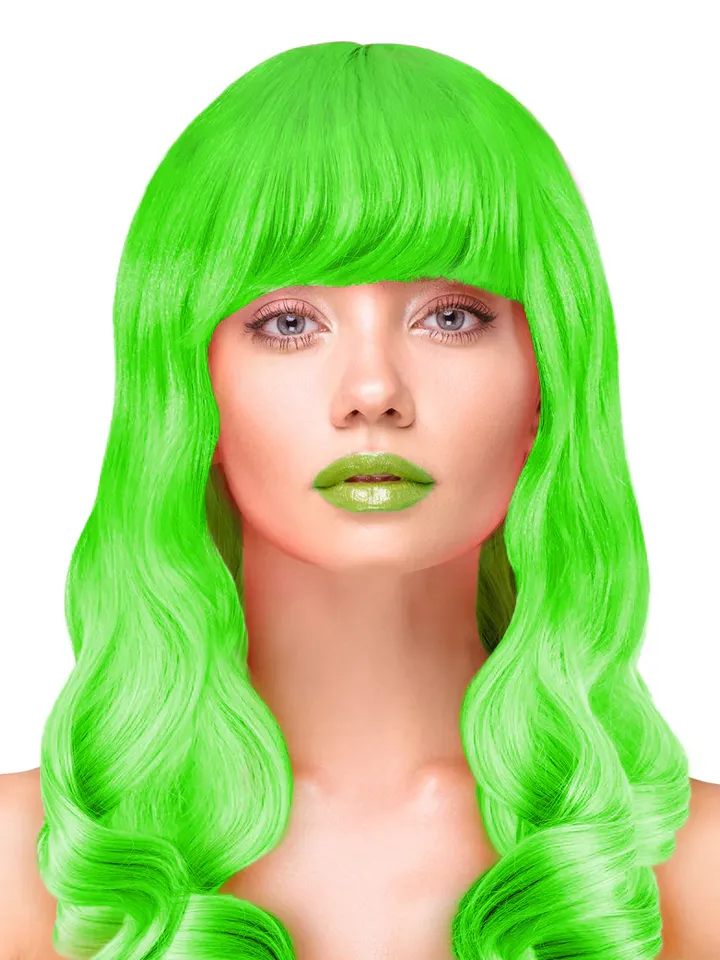 Party Wig Long Wavy Hair Neon Green - Perukas 1 [full]