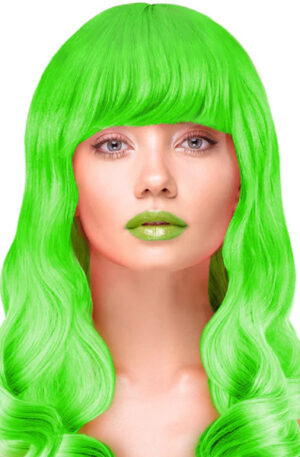 Party Wig Long Wavy Hair Neon Green - Perukas 1