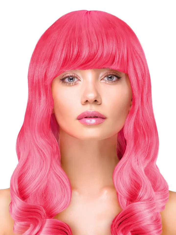 Party Wig Long Wavy Hair Neon Pink - Perukas 1 [full]