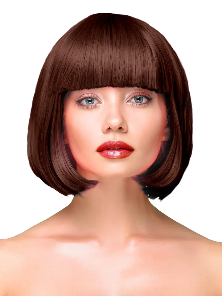 Party Wig Short Straight Brown Hair - Perukas 1 [full]