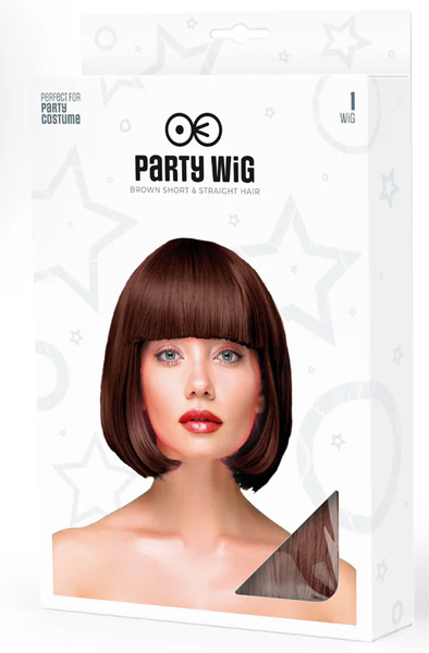 Party Wig Short Straight Brown Hair - Perukas 2