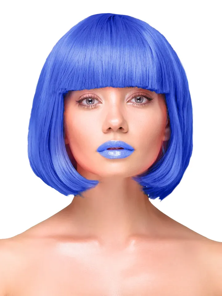 Party Wig Short Straight Hair Dark Blue - Perukas 1 [full]