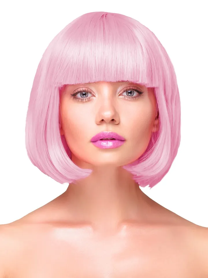 Party Wig Short Straight Hair Light Pink - Perukas 1 [full]