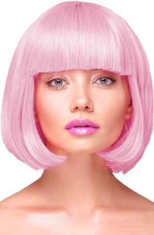 Party Wig Short Straight Hair Light Pink - Perukas 1