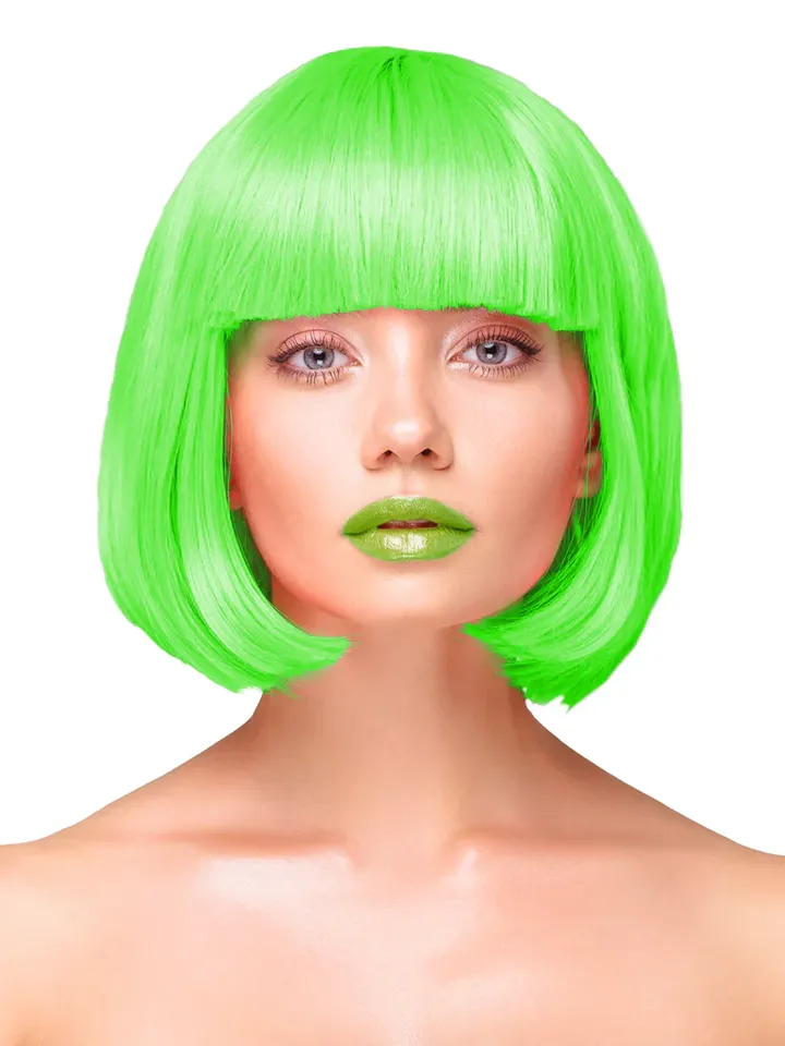 Party Wig Short Straight Hair Neon Green - Perukas 1 [full]