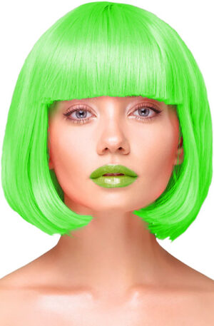 Party Wig Short Straight Hair Neon Green - Perukas 1