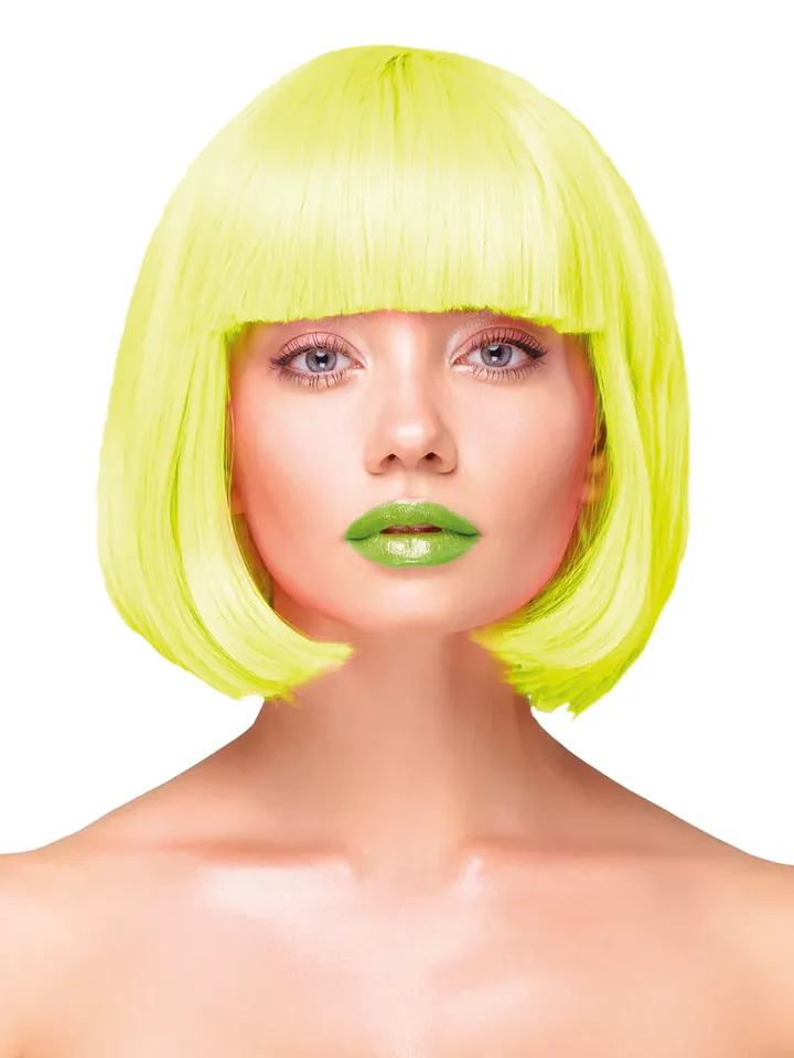 Party Wig Short Straight Hair Neon Yellow - Perukas 1 [full]