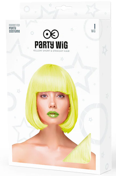 Party Wig Short Straight Hair Neon Yellow - Perukas 2
