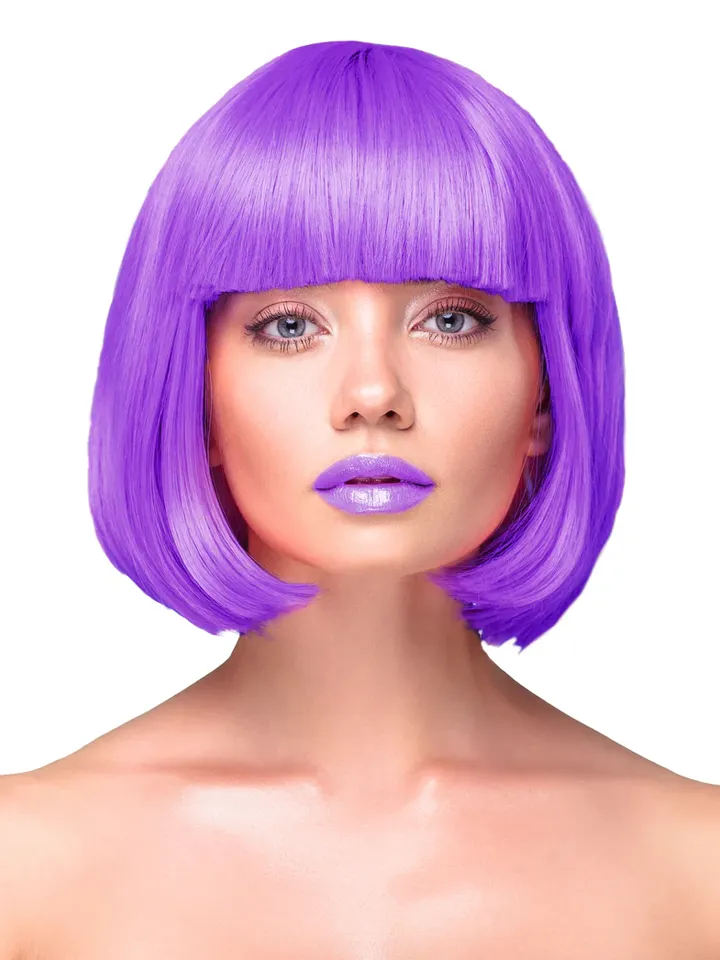 Party Wig Short Straight Hair Purple - Perukas 1 [full]