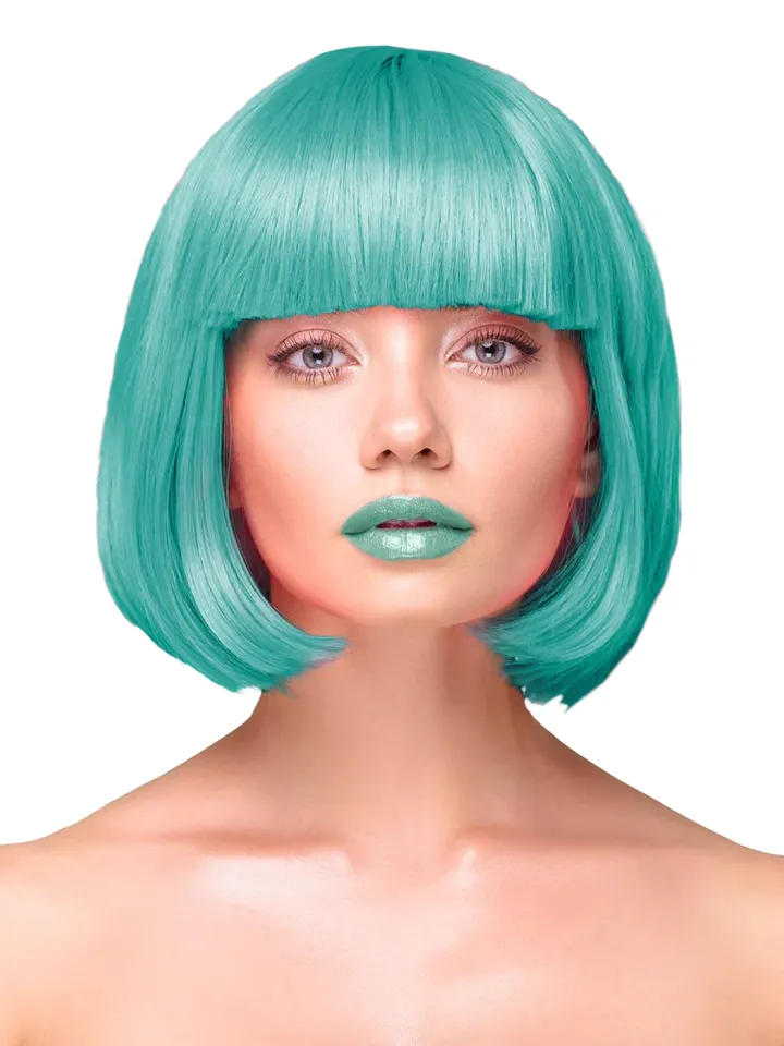Party Wig Short Straight Hair Turquoise - Perukas 1 [full]