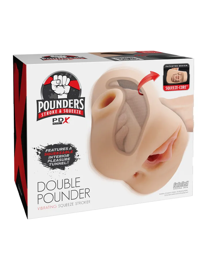 PDX Plus Double Pounder Vibrating Squeeze Stroker - Vibruojantis makšties masturbatorius 6 [full]