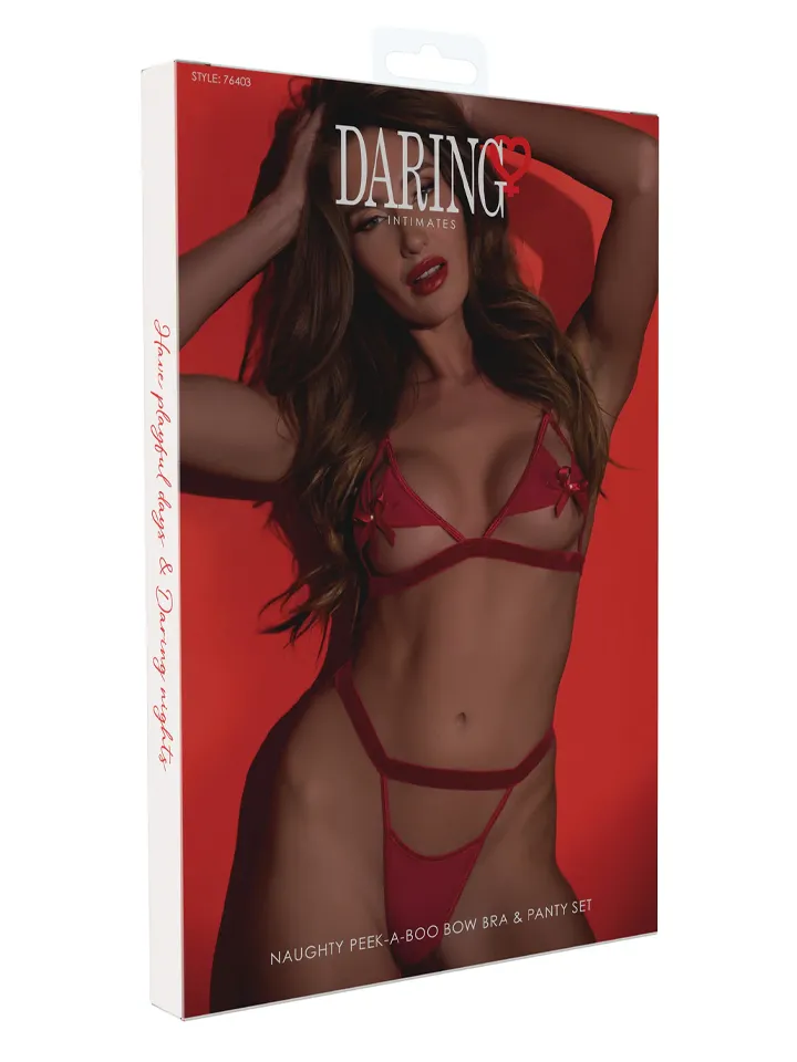 Peek-a-Boo Bow Bra & Panty Set Red - Underklädesset 3 [full]