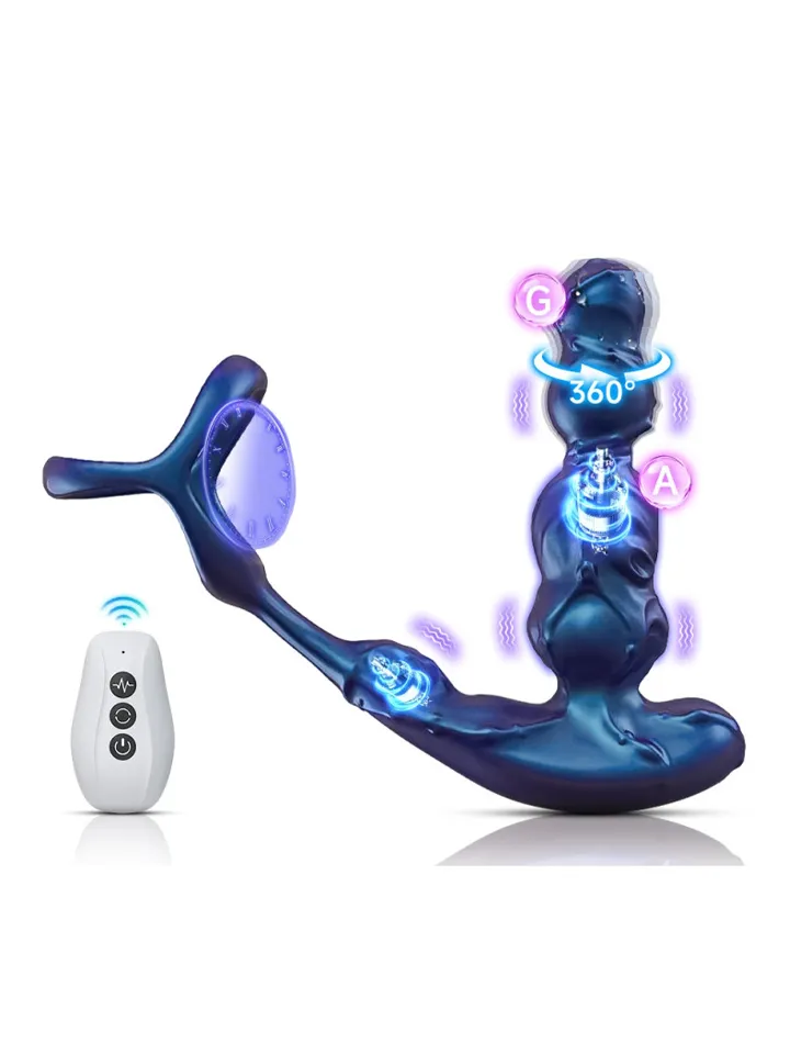Penerotaty Vibrating Plug + Ballstretcher - Prostatos vibratorius su varpos žiedu 1 [full]