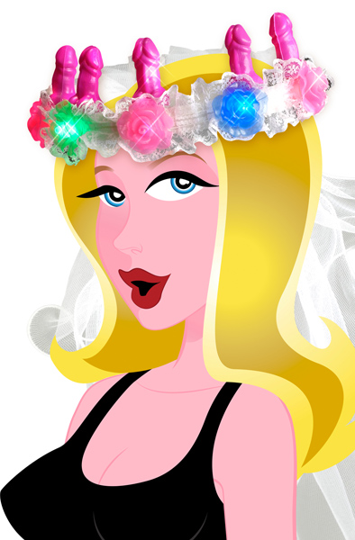 Pipedream Bachelorette Party Favors Pecker Light-Up Veil - Bachelorette Crown 2