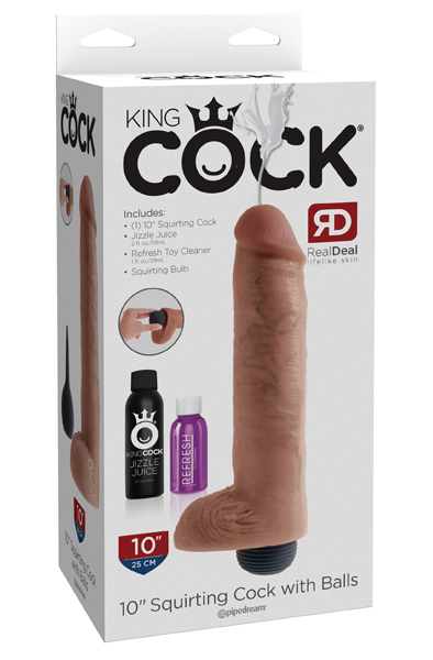 Pipedream King Cock Squirting Cock with Balls Tan 25cm - Gurkšnoti dildo 3