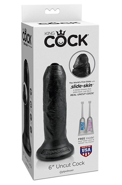Pipedream King Cock Uncut Cock Black 15,5 cm - Nesupjaustytas dildo 2
