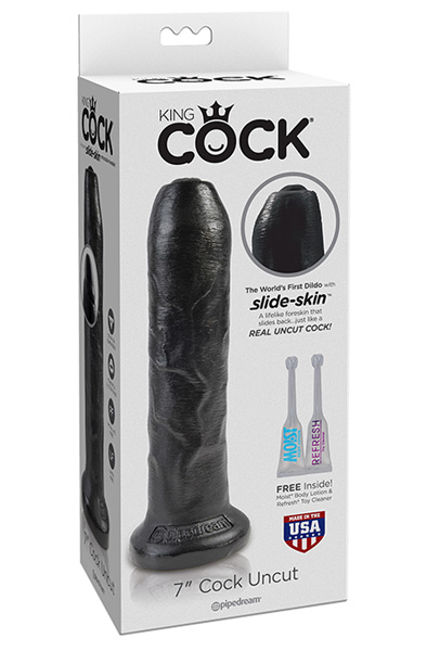Pipedream King Cock Uncut Cock Black 18 cm - Nesupjaustytas dildo 2