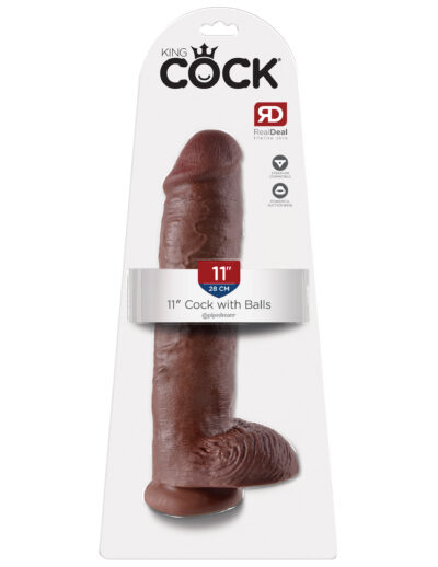 Pipedream King Cock With Balls Brown 28 cm - Xl dildo 4