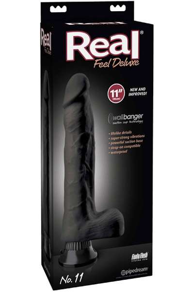Pipedream Real Feel Deluxe Black 30 cm - Vibruojantis dildo 3