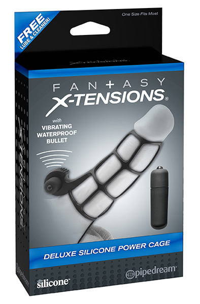 Pipedream X-tensions Deluxe Silicone Power Cage - Vibruojanti varpos rankovė 3
