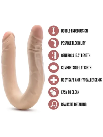 Posable Double Dong Beige 42 cm - Dvigubas dildo 3