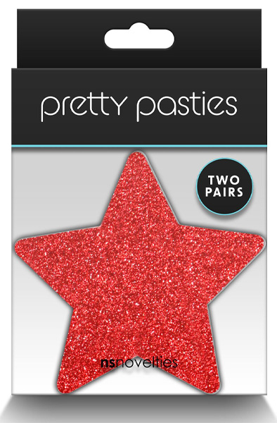 Pretty Pasties Glitter Stars Red Silver 2 Pair - Spenelio dangteliai 2