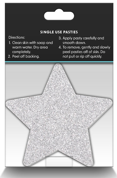 Pretty Pasties Glitter Stars Red Silver 2 Pair - Spenelio dangteliai 3