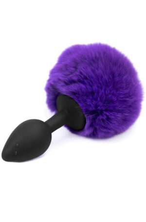 Purple Faux Fur Rabbit Tail With Silicone Plug S - Gyvūnų uodegos analinis kištukas 1