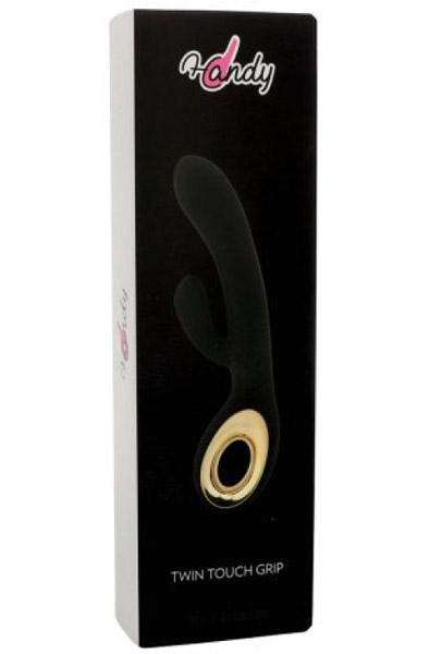 Rabbit Vibrator Handy Two Touch Grip Black - Triušio vibratorius 4