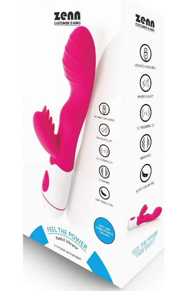 Rabbit Vibrator USB-Rechargeable Pink 20 cm - Triušio vibratorius 3